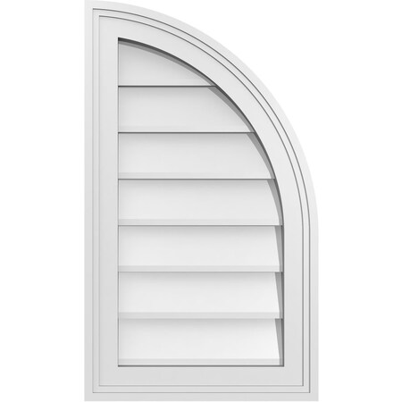 Ekena Millwork Quarter Round Top Right Surface Mount PVC Gable Vent w/ 2"W x 2"P Brickmould Sill Frame, 14"W x 24"H GVPQR14X2403SN